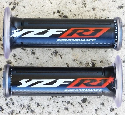 Yamaha YZF R1 RED GEL LOGO HAND GRIPS - Image 1 of 3