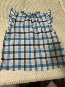 Blusa a.n.a Top Talla PXL Mujer Blanca Azul A Cuadros Manga Corta Cuello Simulado - Imagen 1 de 5