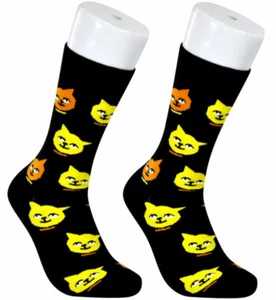 Black Socks with Colourful Cat Faces Cat Lovers Gift (Size 6-11 UK) Tie Studio - Picture 1 of 5