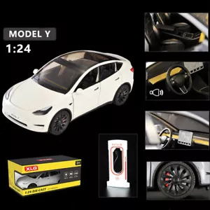 1:24 Tesla Model Y Model Car Diecast Toy Cars Metal Vehicles for Boys Kids White - Picture 1 of 8