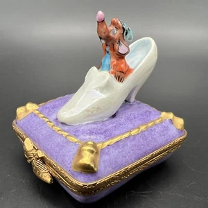 Zapatilla de cristal Disney Cenicienta con cojín con Jaq El Ratón Artoria Limoges - Imagen 1 de 13