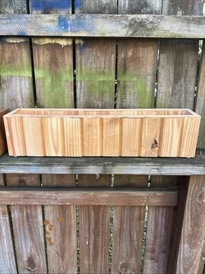Handcrafted Artisan Pine Wood Large Plant Window Box Plant Holder Home Decor - Image 1 of 4