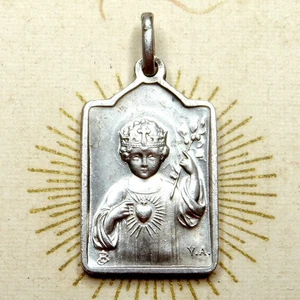 Jesus König der Liebe. Herzliches Herz. Antiker religiöser Anhänger. Aluminium Medaille. - Bild 1 von 4