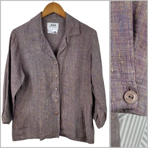 FLAX Jeanne Engelhart Linen Blazer Jacket Small Shacket Lagenlook Multicolor  - Picture 1 of 7