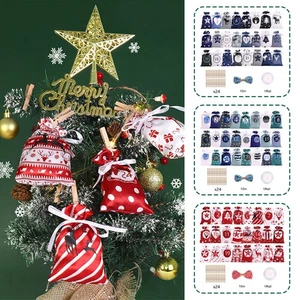 Christmas Advent Calendar Countdown Gift Bags DIY Xmas Home Hanging Decor 24PCS - Picture 1 of 18