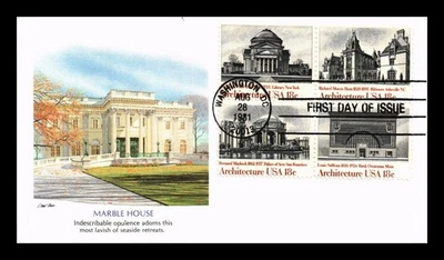 FLEETWOOD BLOCK OF 4 FIRST DAY OF ISSUE COVER MARBLE HOUSE ARCHITECTURE - Image 1 of 2