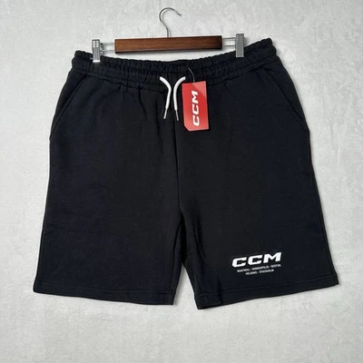 CCM Monochrome Fleece Shorts Adult Size Large Black Hockey NWT - Изображение 1 из 4
