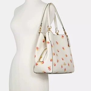 Coach Hallie Schultertasche Pop Floral Print Weiß Blumen Gold Pebble Leder - Bild 1 von 12