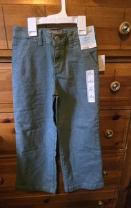 New Cat & Jack Green Wide-Leg Adjustable Waist Jeans Unisex Kids Size 6 - Picture 1 of 4