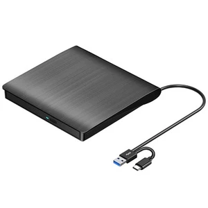 External CD DVD +/-RW Drive USB 3.0 & USB-C Portable CD/DVD ROM Player Burner... - Picture 1 of 7