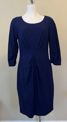 Lafayette 148 Size 10 Royal Blue Wool Blend 3/4 Sleeve Dress Lined - Image 1 of 4