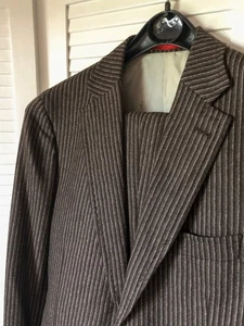 ISAIA Napoli mens 2-piece wool cashmere suit, size38, brown pin stripe, Slim - Picture 1 of 17