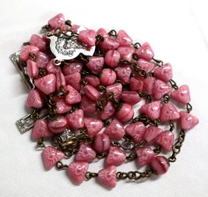 Rosenkranz Allsehendes Auge Gottes Vorsehung Rosa Dreieckige Perlen Vintage Römisch Katholisch - Bild 1 von 7