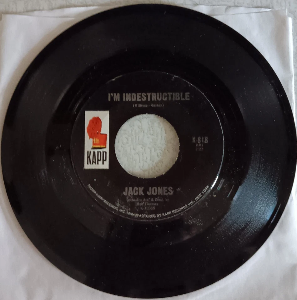 JACK JONES - I'm Indestructable/ Afterthoughts, 45, EX, 1967, Kapp - Image 1 of 1