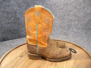 Anderson Bean Boot Co Kinder braun orange Leder Westernstiefel eckige Zehenpartie Größe 11 - Bild 1 von 12