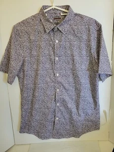Mix & NY Performance Men's M Slim Fit Polyspandex Gray Burgundy Floral S/S - Picture 1 of 6
