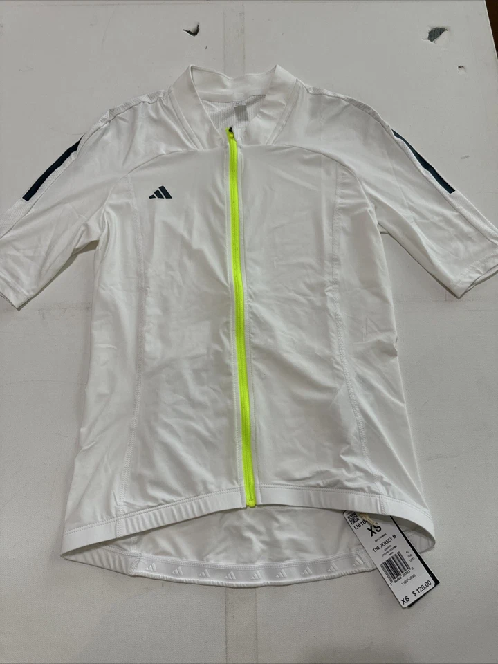 ADIDAS CYCLING JERSEY SHIRT FULL-ZIP TOP AEROREADY WHITE IJ8160 SMALL