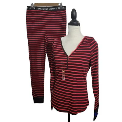Conjunto de pijama térmico ajustado a rayas camisa y pantalón ropa de dormir talla grande La Senza nuevo Foto 1 de 4