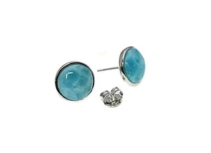ECHTE DOMINIKANER LARIMAR 10mm OHRSTECKER 0,925 STERLINGSILBER - Bild 1 von 6