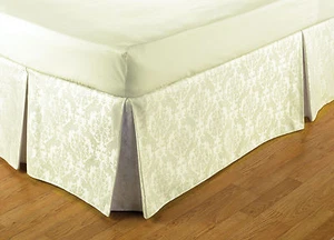 Cenefa de ajuste fácil estilo damasco en crema cama doble tamaño 137 cm x 191 cm x 41 cm gota - Imagen 1 de 3