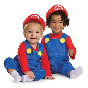 Infant Super Mario Costume Outfit 6-12 Months Adorable Mario Overalls - Picture 1 of 7
