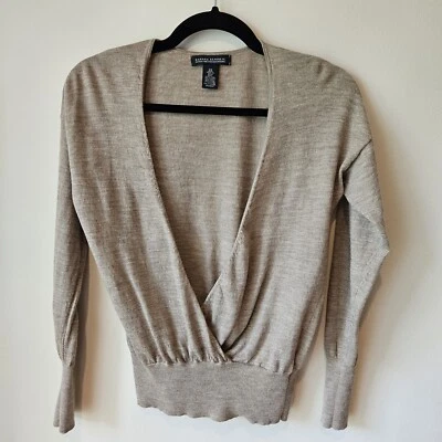 Suéter cruzado de lana tostada Banana Republic para mujer talla XS Foto 1 de 4