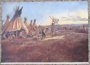 Vintage Print Charles M Russell 1950's EARLY AMERICAN 13.4" x 9.75" EUC - Picture 1 of 9