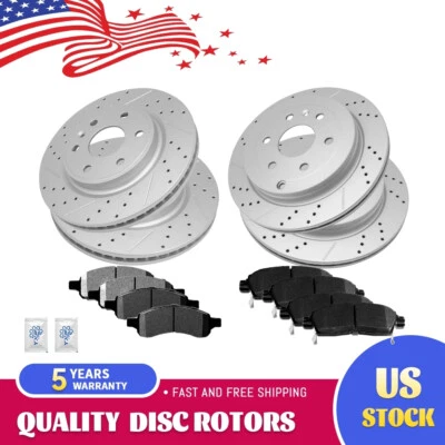 Rotores perforados delanteros y traseros pastillas de freno para Chevy Traverse GMC Acadia 2007-2017 Foto 1 de 4