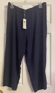 NWT $238 Eileen Fisher Midnight The System Silk Straight Pant 1X - Picture 1 of 4