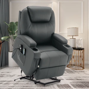 Power Lift Recliner With Massage And Heat, Infinite Position And Side Pockets - Picture 1 of 7
