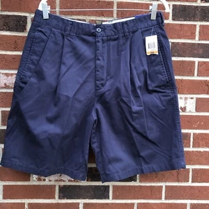 Club Room Men's 33 Navy Blue Cotton Shorts Pleats Zipper Button Closure Waist - Picture 1 of 5