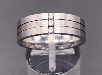 925/- Silberring mi weißen simulierten Diamanten, Muster, Gr. 60 - Bild 1 von 2