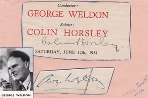 George Weldon & Colin Horsley - Conductor & Soloist - 1954 SIGNED ALBUM PAGE - Foto 1 di 2