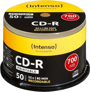 Intenso CD-R Rohlinge 700MB 52x 50er Spindel Cakebox bedruckbar 52x schnell - Bild 1 von 3