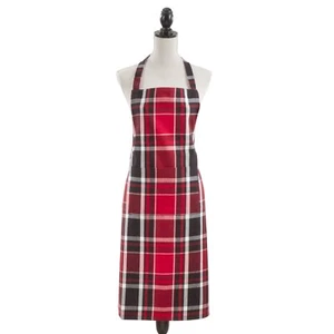 Saro Lifestyle Jarret Collection Holiday Plaid Apron Red Black 24" x 36" - Picture 1 of 2