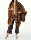 Kathy Ireland® Fashion 360 Safari Skies Faux Fur Trim Animal Print Cape NWT