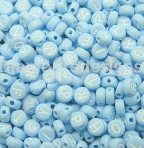 7mm Baby Blue Round Letter Coin Beads Jewellery Kids Craft Beading UK ML - Picture 1 of 1