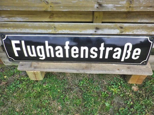 Straßenschild Emailleschild Flughafenstraße gewölbt 80x18 cm swi37 - Bild 1 von 7