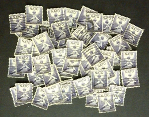 Postage Stamps For Crafting: 1952 3c NATO, Hands & Torch.; Purple; 50 Pieces - Picture 1 of 1