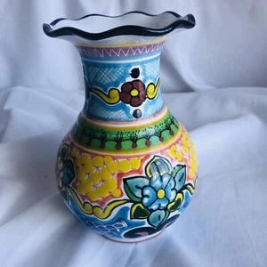 Hernandez Talavera Pueblo helle Farbe Blumen Keramik Vase - Made in Mexico - Bild 1 von 8