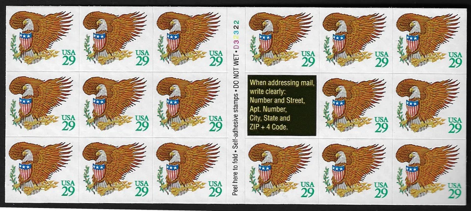 US Stamps Booklet Pane of 17, Eagle and Shield, #2596a MNH - Image 1 of 1