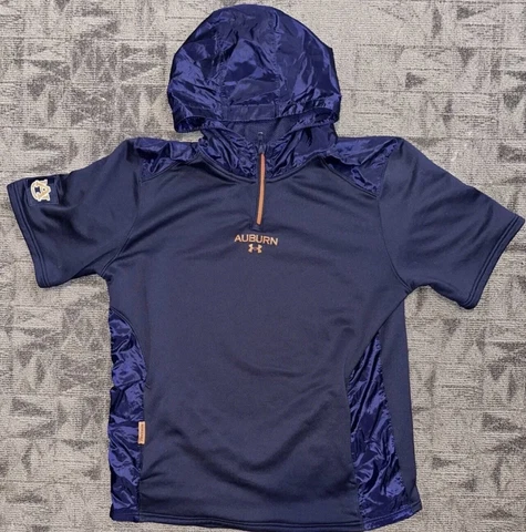 Under Armour AUBURN FOOTBALL Team Issued Hoodie SHORT SLEEVE Full-Zip Jacket XL Cover