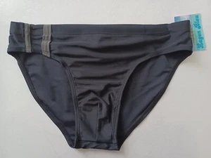 MAILLOT DE BAIN SLIP HOMME LAGON BLEU MODELE EMBLEME COULEUR NOIR/GRIS - Imagen 1 de 2