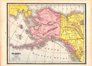 "ALASKA" Antique authentic map 1893 - Picture 1 of 1