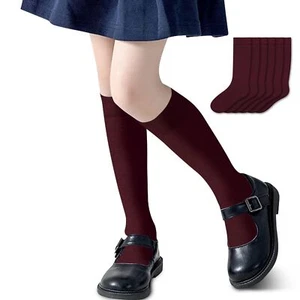 Girls & Boys School Uniform Flat Knit Cotton Knee High Socks - 6 Pair Pack 8-... - Picture 1 of 6