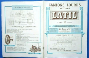 LATIL type P camions lourds autobus / grand dépliant d'époque 1926-1929 - Picture 1 of 2