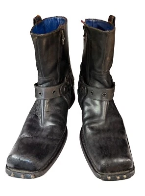 RARE MARK NASON ROCK LIVES  DRAGON & ANGEL LEATHER ZIP BOOTS - Image 1 of 4