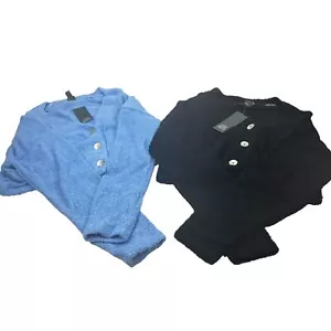 Lot of 2 Sweaters Wild Fable Women's Small Cropped Cozy Cardigan Blue Black - Picture 1 of 24
