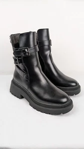 Botas Chelsea Elle Everly de cuero negras con cinturón talla 5 del Reino Unido nuevas sin caja - Imagen 1 de 18
