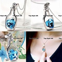 Unique Bottle Heart Crystal Necklace Birthday Gifts Best Friend Thank You Gifts